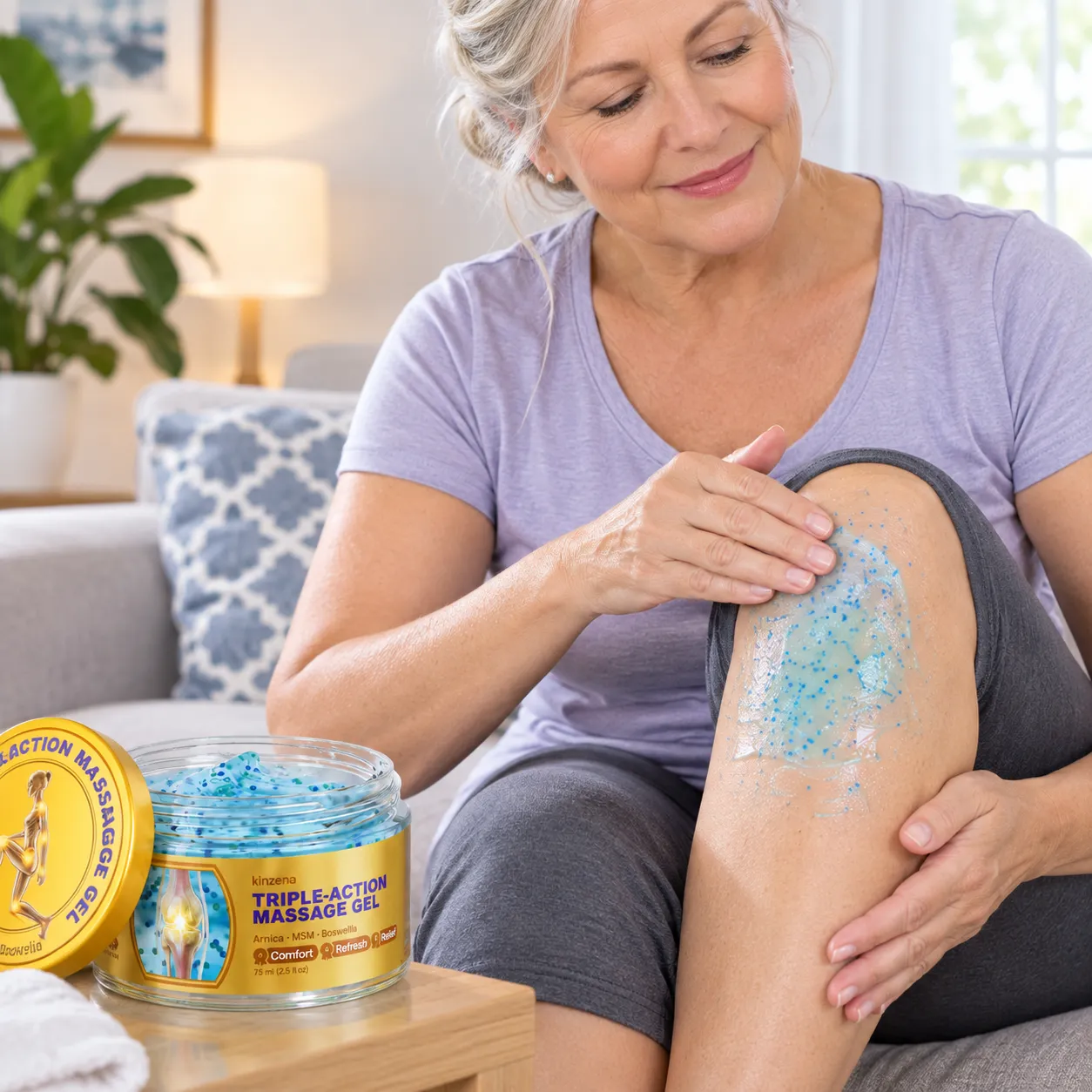 Kinzeno Gel applied to knee